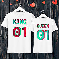 Парні футболки з принтом "King/Queen" L, Білий Push IT
