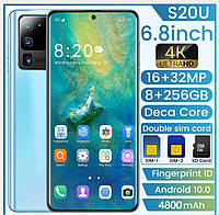 Смартфон S20 Ultra Blue на Android 10 с 6,8-дюймовый экраном.