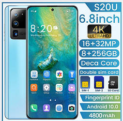 Смартфон S20 Ultra Blue на Android з 10 6,8-дюймовим екраном.