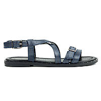 Шкіряні жіночі сандалі 36-39 Woman's heel сині відкриті і легені, в римському стилі