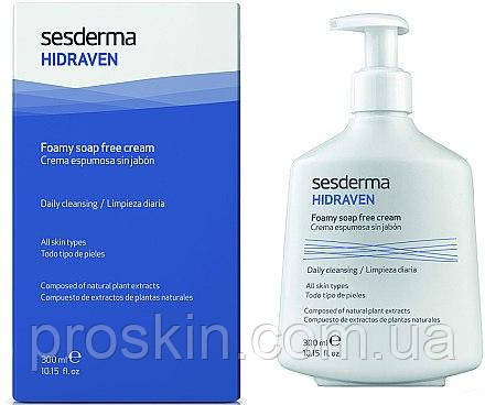 Пінистий гель для вмивання обличчя і тіла — SesDerma Laboratories Hidraven Foamy Soappless Cream 300 мл