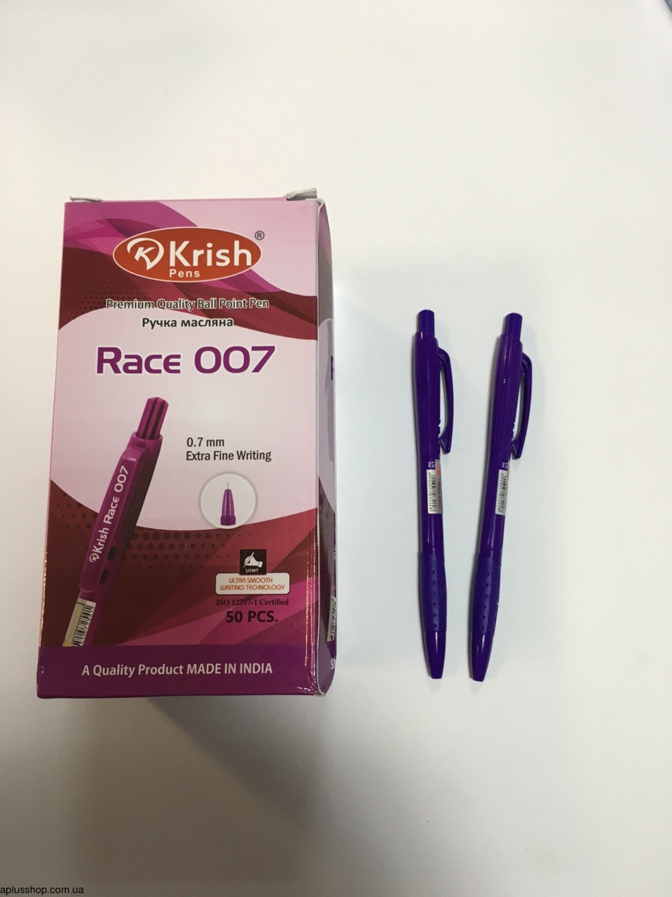 Ручка масляна 0,7 мм Krish Race фіолетова на кнопку // 50 шт/уп, фото 1
