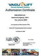 VACU-LIFT - СЕРТИФІКАЦІЙНЕ ЛИСТ 2020