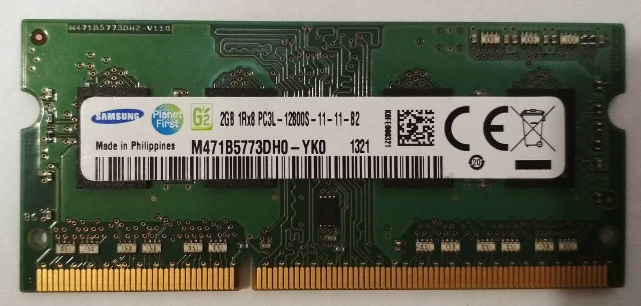 Для ноутбука 2 GB DDR3L 1600MHz Samsung PC3L 12800S 1Rx8 RAM Оперативна пам'ять