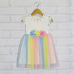 Сукня для дівчинки з коротким рукавом (вгорі мереживо, знизу фатін, Breeze