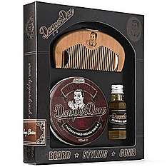 Подарунковий набір Dapper Dan Hairy Man Combo — гребінь, олія д/бороди 15 мл, heavy hold pomade 100 г