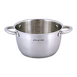 Каструля з кришкою Kamille 2.0 л з нержавіючої сталі і порожнистими ручками для індукції і газу KM-4901, фото 2