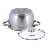 Каструля з кришкою Kamille 2.0 л з нержавіючої сталі і порожнистими ручками для індукції і газу KM-4901, фото 5