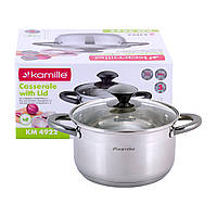 Каструля з кришкою Kamille KM-4922 3.0л Каструлі для індукційної плити Якісна каструля для дому