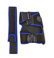 Бандаж на плече чорний із синім, для дорослих, універсальний, із неопрену