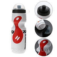 Спортивная бутылка для воды Discovery 700ml white+red,велобутылка,фляга для воды,бутылка для воды на велосипед