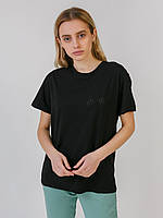 Жіноча футболка однотон із дизайном "камішки" 0231 Чорний