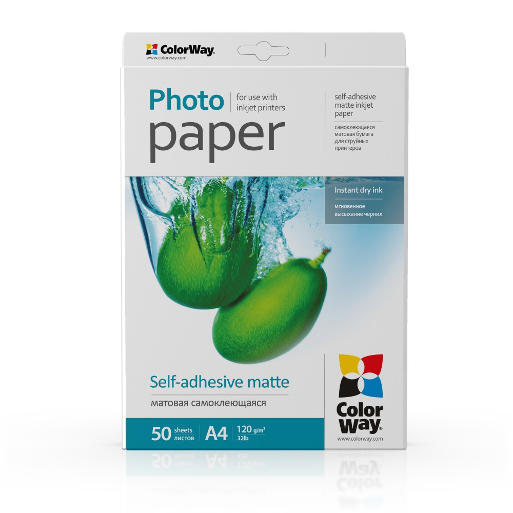 Фотопапір ColorWay матовий самокл.120/80г/м, A4 (PMS) PMS120-50 поштучно