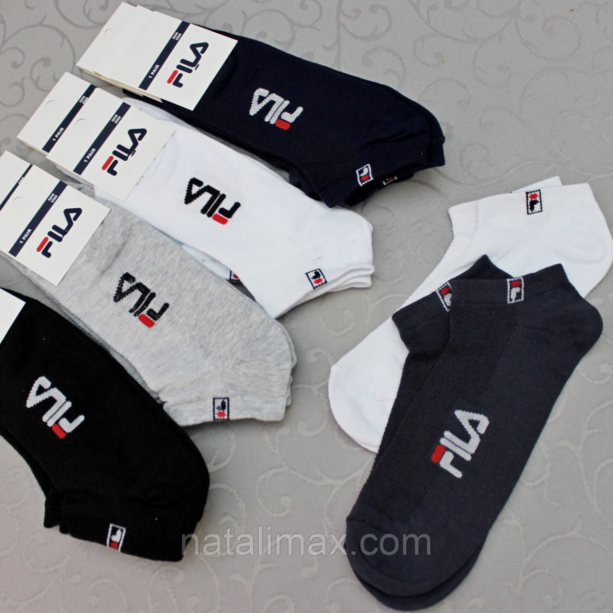 Шкарпетки укорочені під кросівки, СЕТКА, 41-45 розмір. Короткі шкарпетки спортивного стилю. FILA