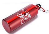 Спортивна пляшка для води, велобутылка 750 мл,алюмінієва фляга для води,Велосипедна алюмінієва Фляга Red, фото 3