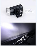 Передня велофара з акумулятором, яскравий велосипедний LED ліхтар на кермо USB, фото 3