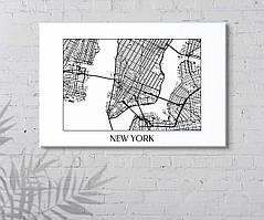 Нью Йорк карта Нью-Йорк плакат Картина міста Картина мосто New York NY дриль на полотні Декор стін Холст карта