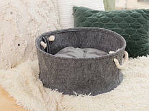 Кошик-лежак для тварин Digitalwool з подушкою Сірий (DW-91-05)