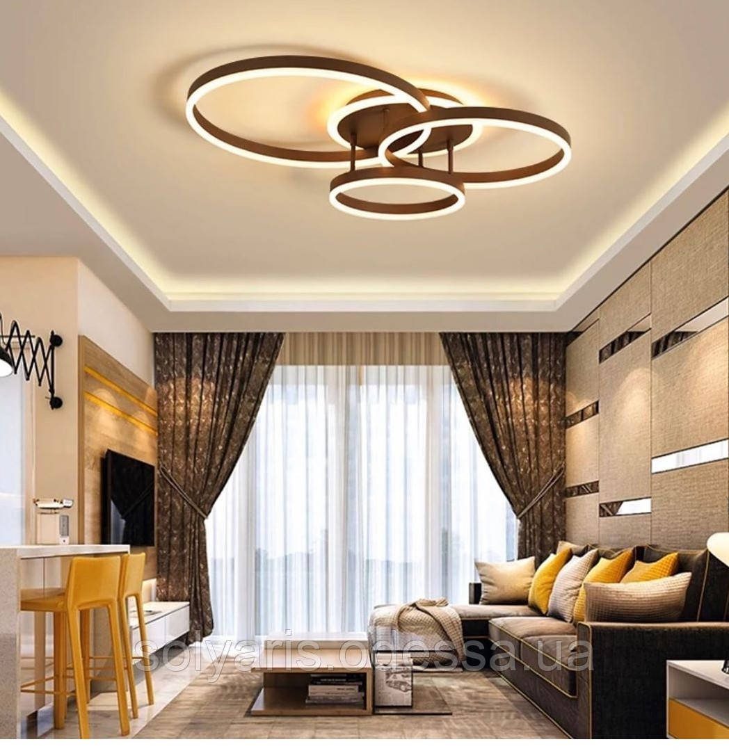 Стельова LED-люстра з діммером і підсвічуванням, 110W 2002/3CF LED dim білий,коричневий,чорний