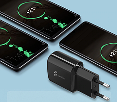 Мережевий зарядний пристрій "Swalle ETC-107" потужністю 10W з USB виходом 5V/2.4A, вилка EU, фото 3
