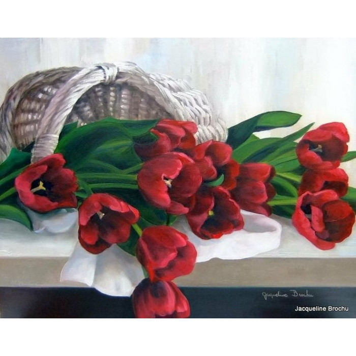Картина за номерами 40×50 см. Червоні тюльпани. Ідейка.