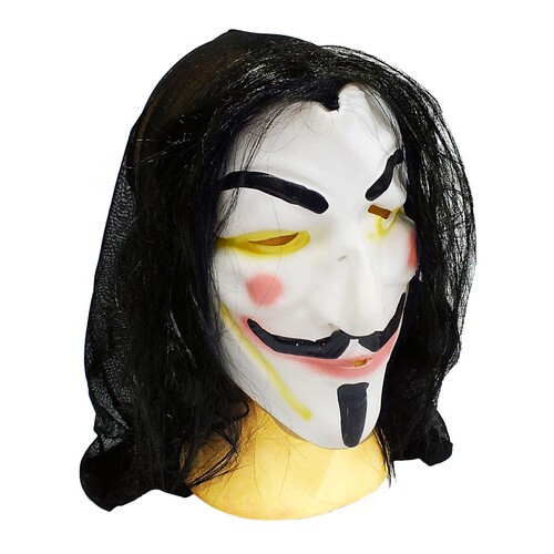 Маска "Анонимус" (Vendetta (Вендетта), маска Гая Фокса, - V) с волосами - фото 1 - id-p129456020