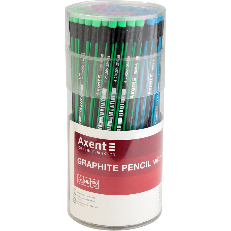 Олівець графітний Axent 9006-A з ластиком, НВ