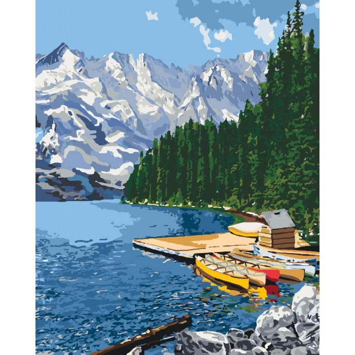Картина за номерами 40×50 см. Гірське озеро. Ідейка. КНО2223