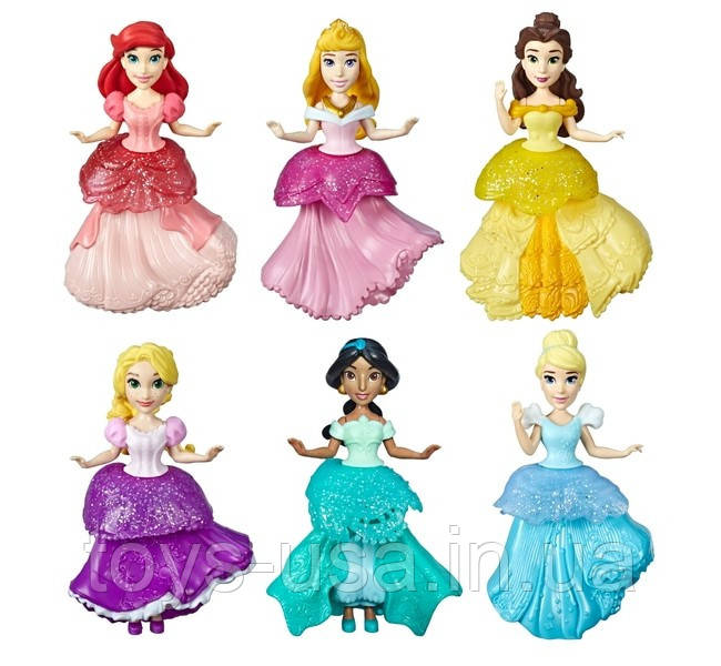 Набір принцес з сукнями кліпс 6 штук Disney Princess Royal Clips, фото 1