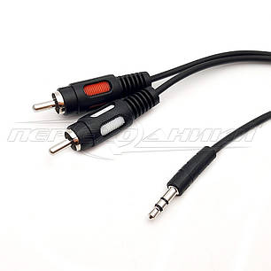 Аудіокабель jack 3.5 mm to 2RCA (економ плюс якість), 0.8 м, фото 1