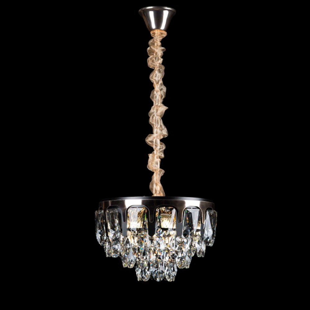 Кришталева люстра на ланцюгу на 10 лампочок VL-L6990/D380/10 (BK+GD), фото 1