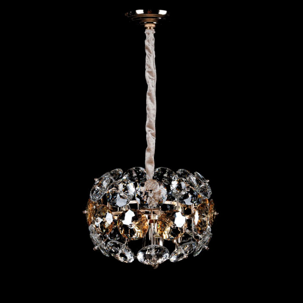 Кришталева люстра на ланцюгу СветМира на 3 лампочки VL-L11258A/3 (FGD+CHR+WT), фото 1