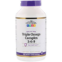 ОРИГИНАЛ!Омега-3 Omega-3 Рыбий жир 21st Century Triple Omega Complex 3-6-9 180 капсул производства США