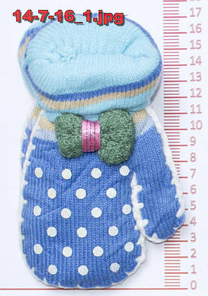 Оптом рукавиці дитячі в'язані подвійні - різні кольори - 14-7-16, фото 2