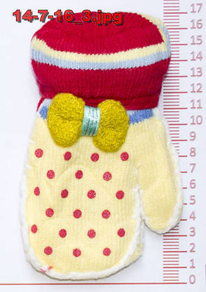 Оптом рукавиці дитячі в'язані подвійні - різні кольори - 14-7-16, фото 4