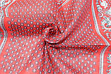 Бандана класична з бавовни Margin з візерунками і принтом унісекс колір кораловий 55*55 см, фото 3