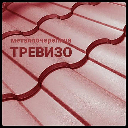 Металочерепиця Тривізо • RAL 3005 • MAT 0,5 мм • ArcelorMittal •, фото 2