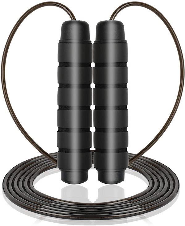 Скакалка швидкісна на підшипниках Soweil регульована чорна, фото 1