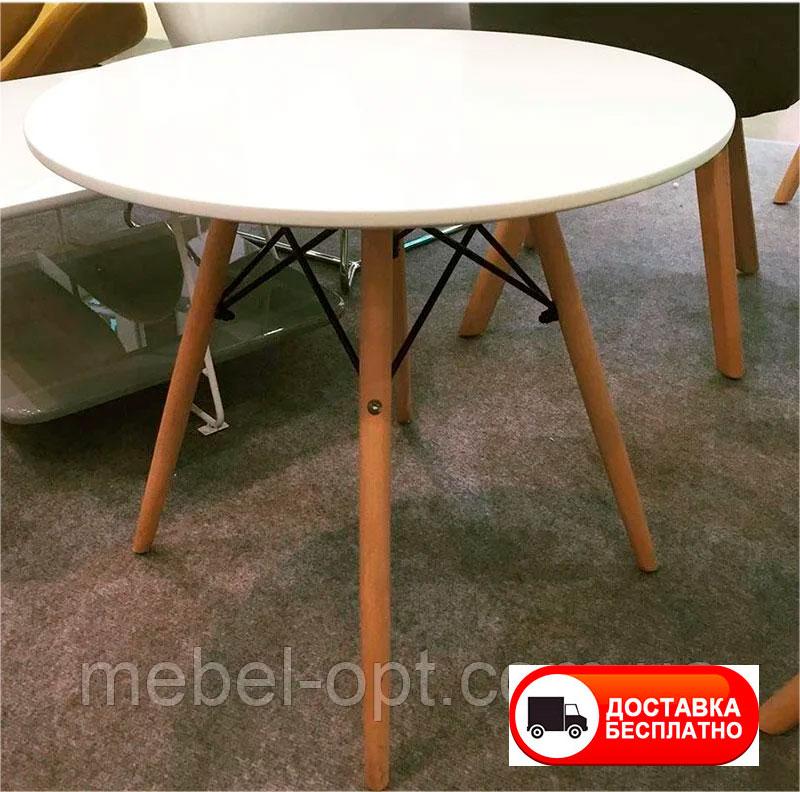 Столик детский Тауэр Вуд белый, дизайн Сharles Eames DSW Kids table диаметр 60 см высота 55 см - фото 1 - id-p627463667