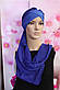 Чалма шапка 54-60 рр різнобарвна шифонова на пов'язці синя літня "Вуалька", фото 3