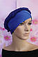 Чалма шапка 54-60 рр різнобарвна шифонова на пов'язці синя літня "Вуалька", фото 4