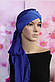 Чалма шапка 54-60 рр різнобарвна шифонова на пов'язці синя літня "Вуалька", фото 7