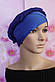 Чалма шапка 54-60 рр різнобарвна шифонова на пов'язці синя літня "Вуалька", фото 9