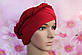 Чалма шапка шифонова на трикотажній пов'язці бордова річна "Вуалька", фото 9