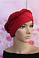 Чалма шапка шифонова на трикотажній пов'язці бордова річна "Вуалька", фото 8