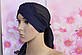 Чалма шапка 54-60 рр шифонова на трикотажній пов'язці темно синя літня "Вуалька", фото 10
