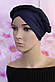 Чалма шапка 54-60 рр шифонова на трикотажній пов'язці темно синя літня "Вуалька", фото 7