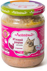 Мясний раціон Леопольд (для котів з індичкою), 460г.