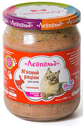 Мясний раціон Леопольд (для котів з кроликом), 460г.