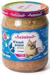 Мясний раціон Леопольд (для котів з птицею), 460г.
